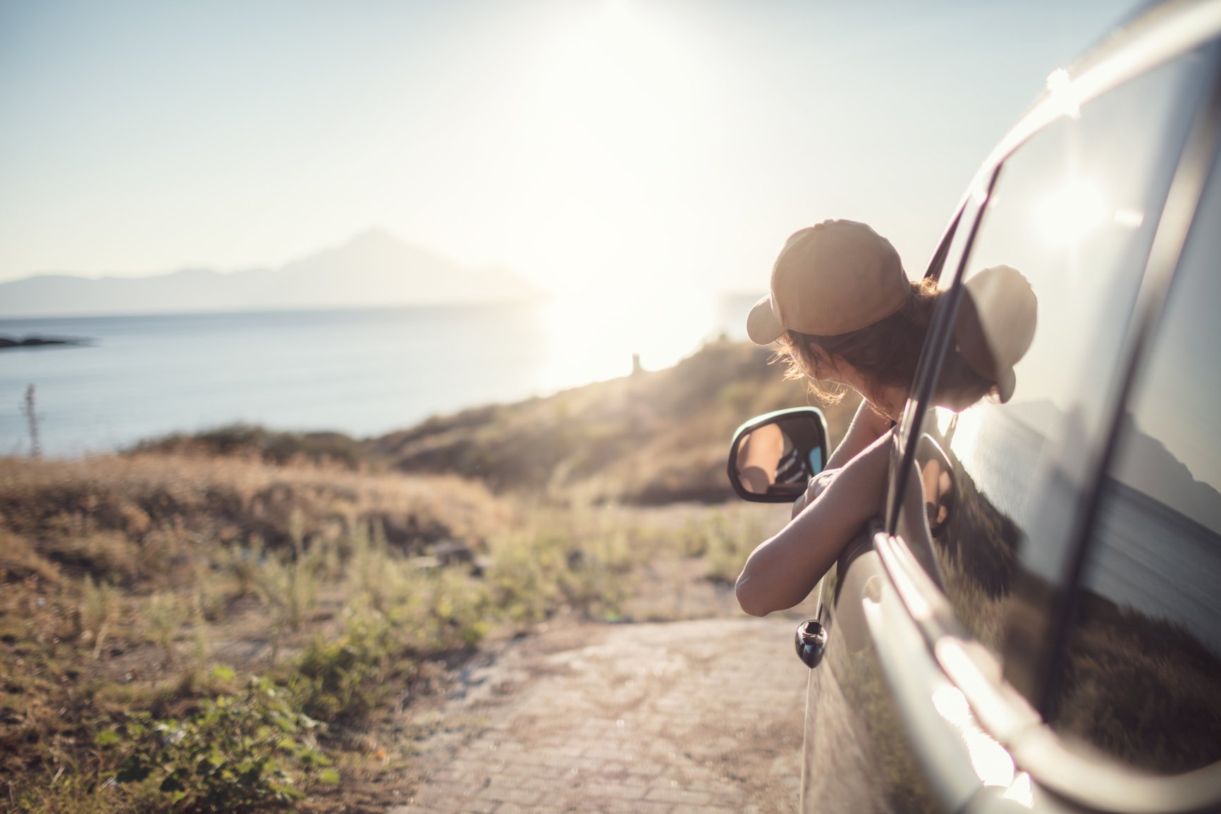 Woman on the road trip